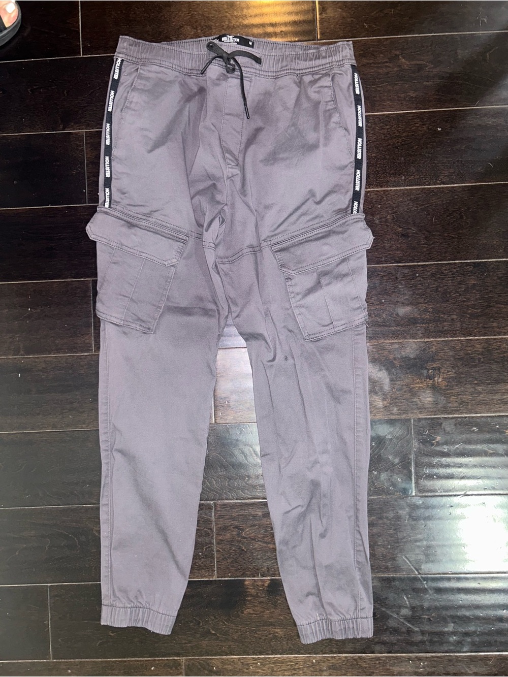 Hollister Skinny Jogger M Charcoal Gray logo skinny Drawstring pants